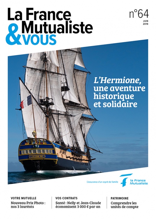 couverture du magazine adhérent avec en photo le bateau l'Hermione